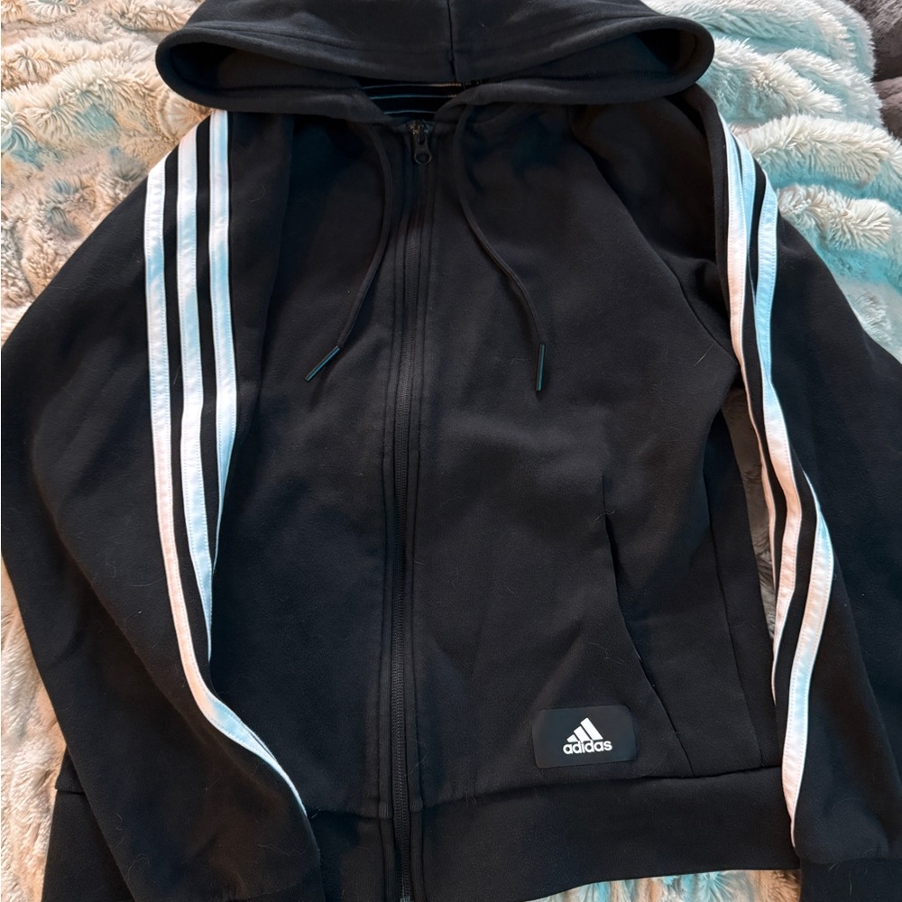 Adidas Black Jacket with White Accents